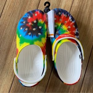 NWT Tie Dye Rainbow Crocs